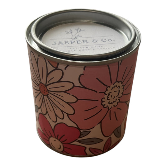 Large Flower Candle Tin