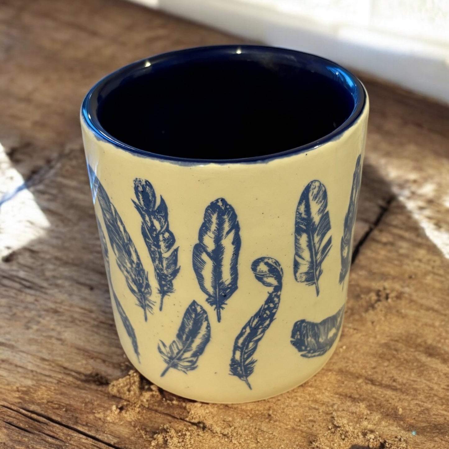 Feathers Ceramic Refillable Candle Pot