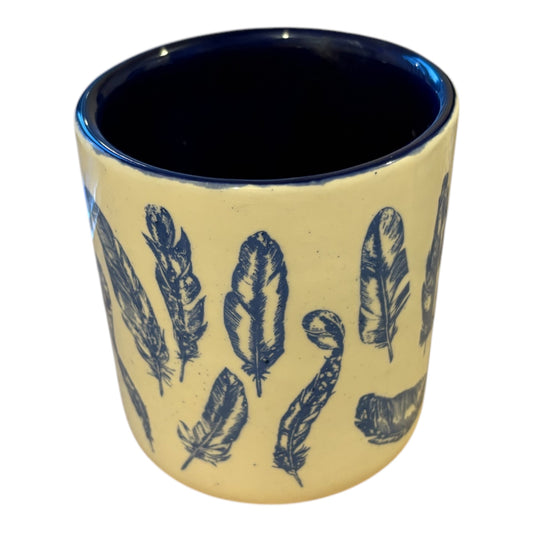 Feathers Ceramic Refillable Candle Pot