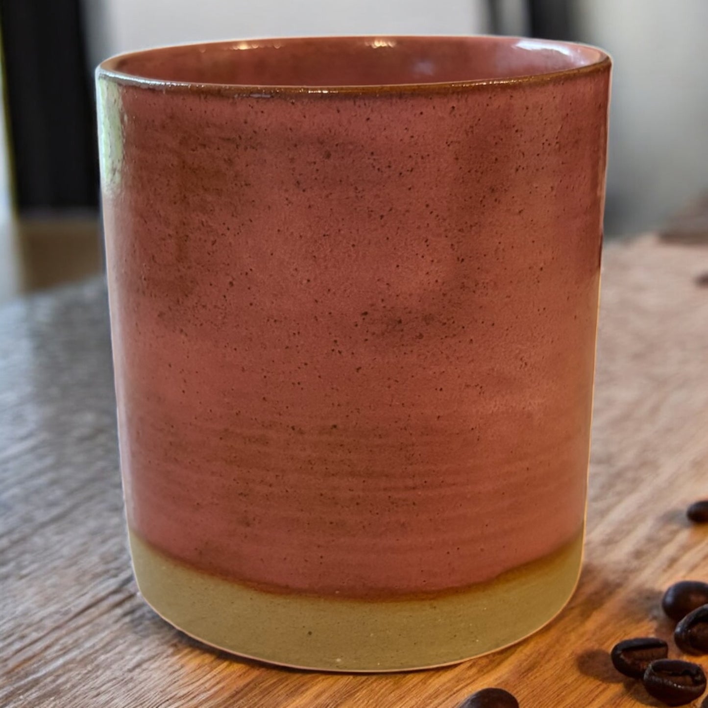 Raspberry Stoneware Refillable Candle Pot